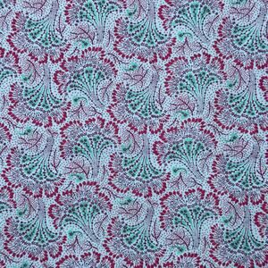 VTG Floral Teardrop Paisley in Blue, Maroon, Teal Print | VIP Cranston | 7/8 YD